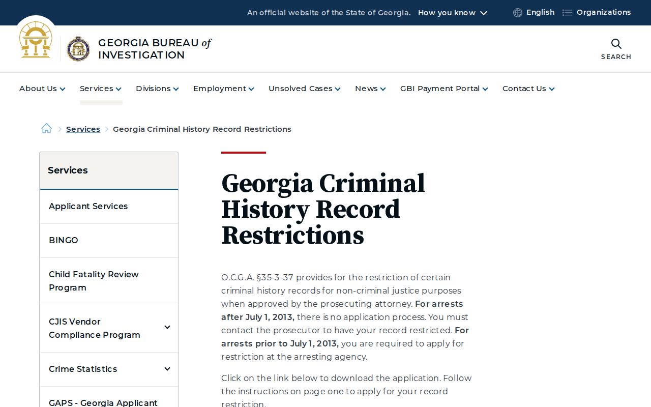Schley County criminal history Georgia record restriction guidance