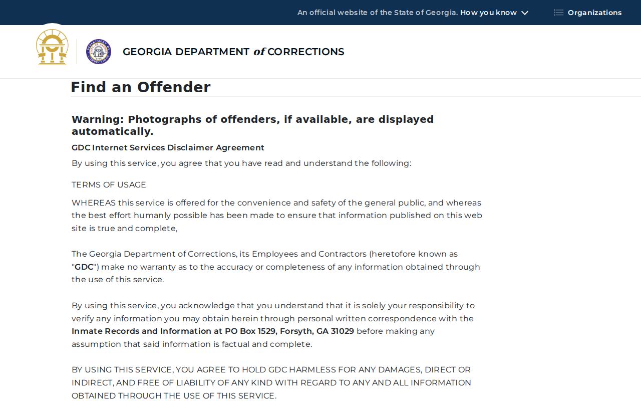 Georgia state custody search following a Schley County arrest