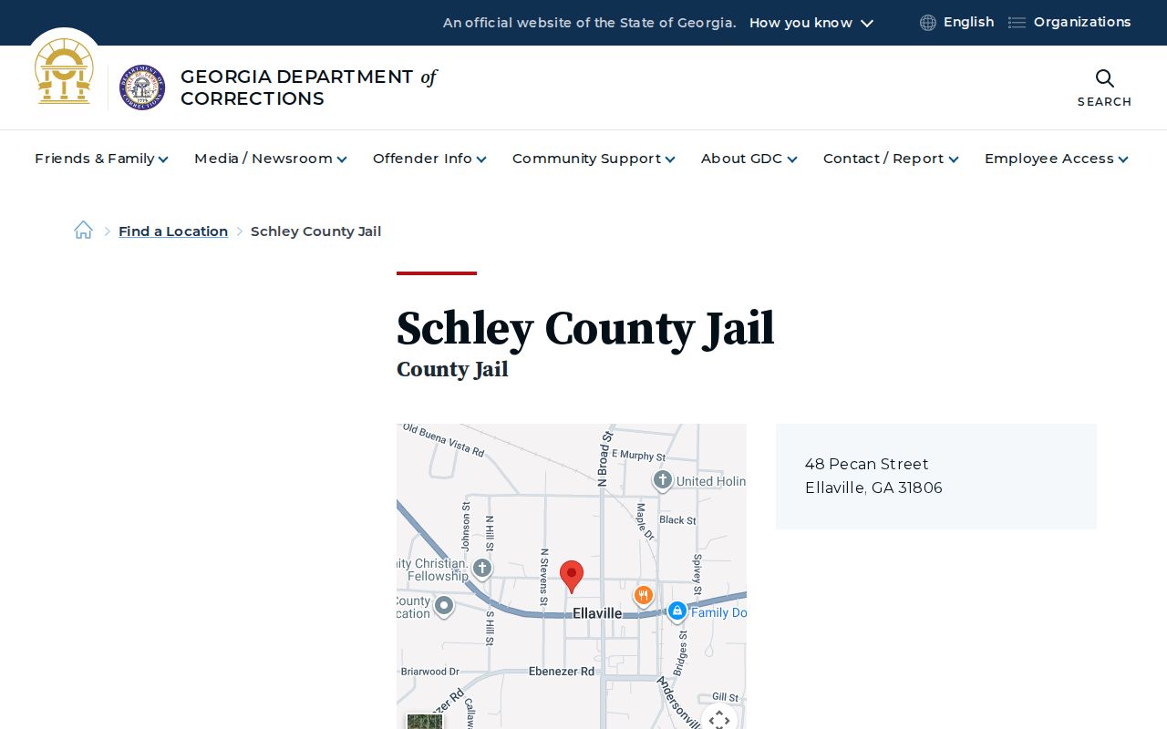 Schley County Jail location for arrest and booking records