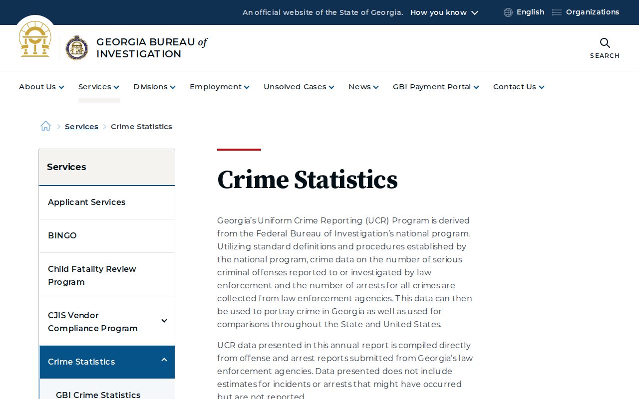 Official GBI crime statistics resource for aggregate Georgia reported-offense data