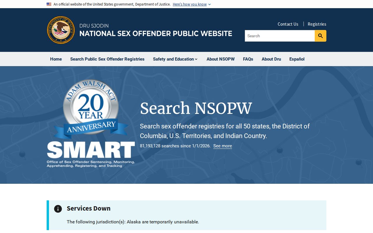 Official NSOPW national sex offender search interface for cross-state checks from Schley County